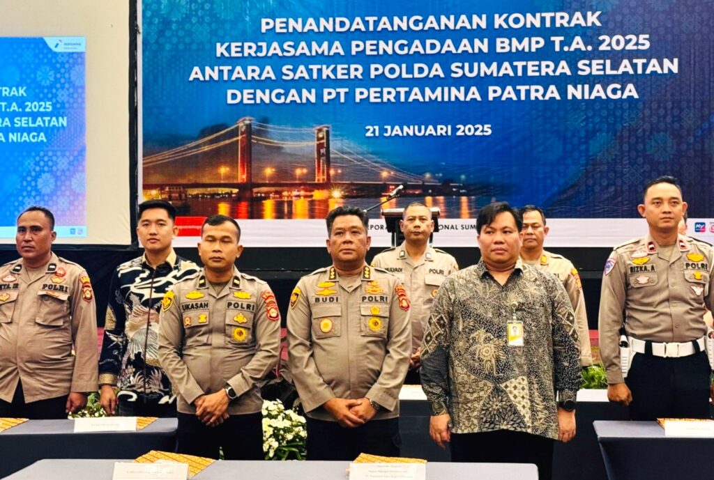 Polda Sumsel melakukan penandatanganan kontrak bersama PT Pertamina Patra Niaga, Selasa (21/1/2025).