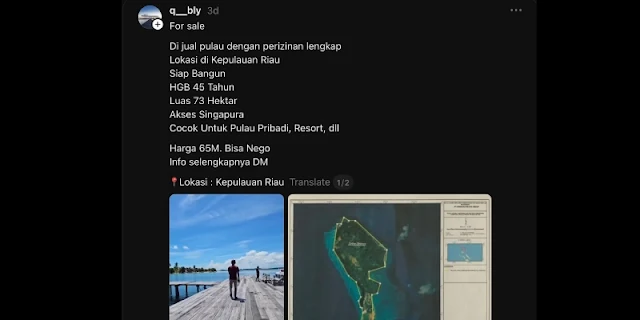 Gempar! Pulau Katang di Kepri Dijual Rp65 Miliar