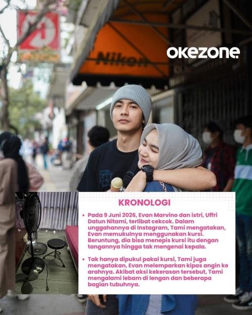 van Marvino diduga melakukan KDRT dengan melemparkan kursi dan kipas angin ke istri