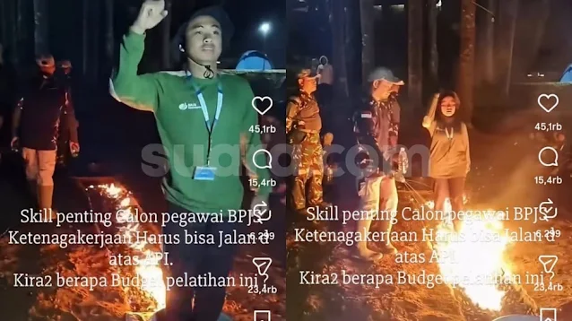 Viral! Video Seleksi Calon Pegawai BPJS Dilatih Berjalan di Atas Api, Netizen: Apa Urgensinya?